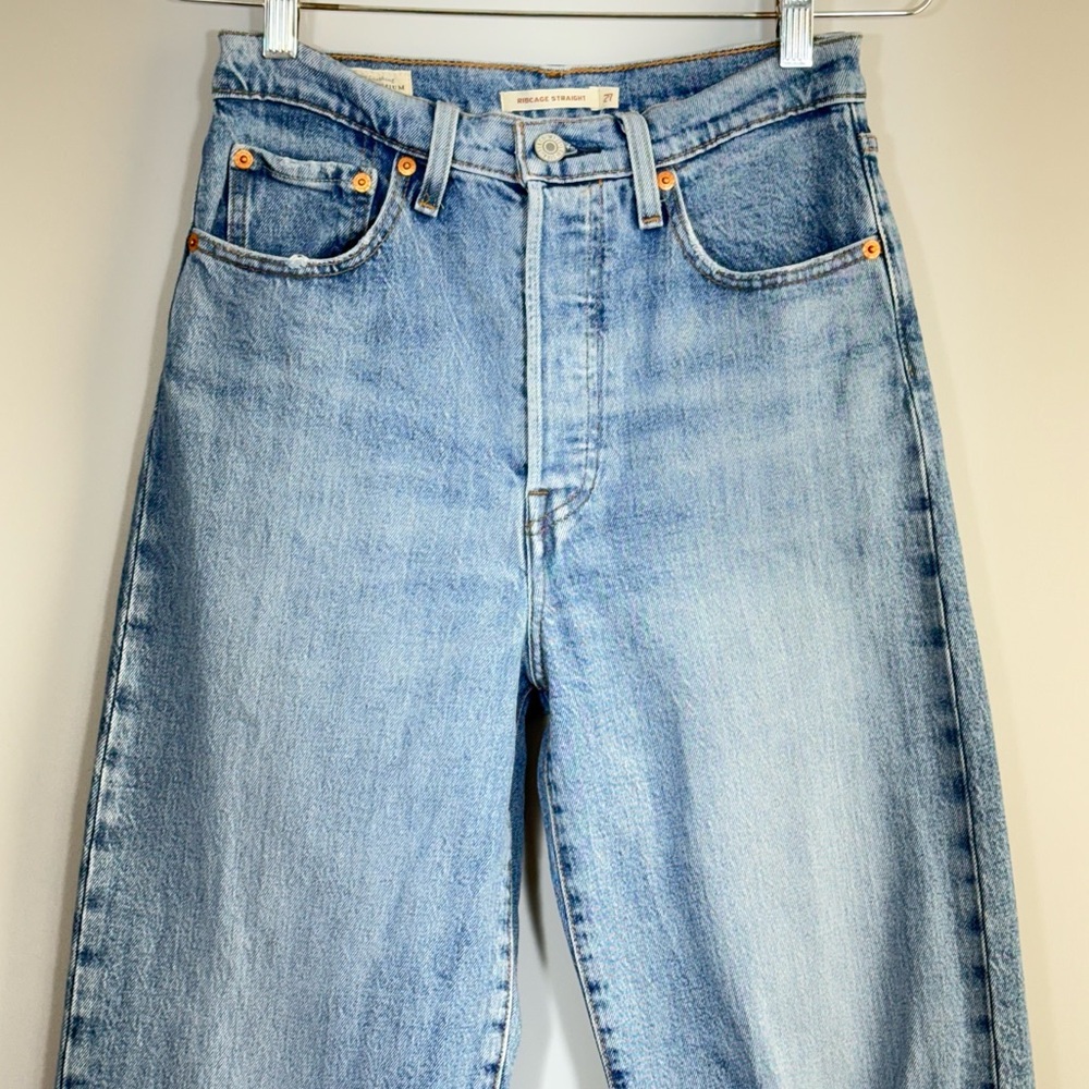 Levi's Premium Ribcage Straight Jeans Haters Gonna Hate 27 High Rise Ankle Big E - Picture 6 of 16